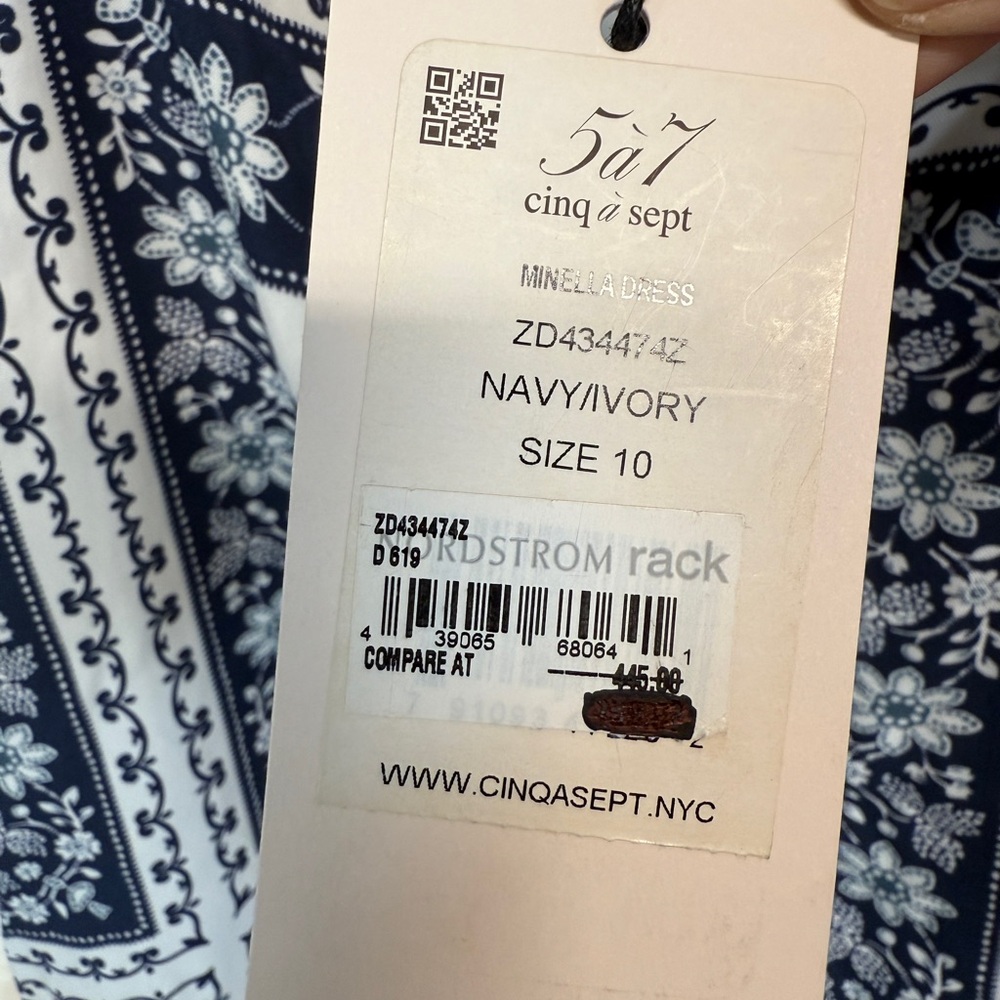 cinq a sept womens midi dress Navy Ivory Size 10 - Picture 4 of 4